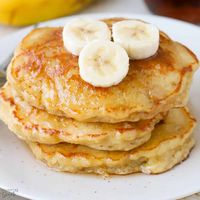 Moist, light, and fluffy Banana Pancakes sweetened with brown sugar and flavored with vanilla. The best Banana Pancakes EVER!