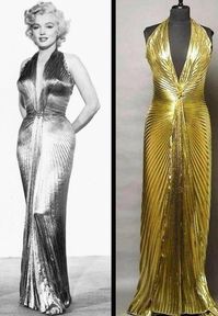 Marilyn Montoe shown wearing a Knife-Pleated Gold Lame’ gown in Gentlemen Prefer Blondes 1953 William Travilla & Joan Joseff