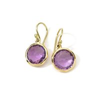 Part of the LollipopÂ® collection, these mini drop earrings are crafted by hand and are distinctive for their candy-shaped, round amethyst set in an 18K gold bezel. The stone blushes inside the warm glow of the precious metal, creating a timeless effect ideal for any time of day. • 18K Gold • Gemstones: Amethyst • Length: 0.94" • Width: 0.45"  • Excluded from promotion