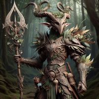 Faun warrior in Ancient forest of special group "Forest Masks" #fantasyworld #creature #bestiary #characterconcepts #dryad #fantasy #character #fantasyportraits #fantasyaiartwork #satyr #faun