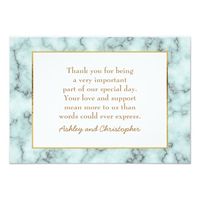 Blue and Gray Marble Photo Wedding Thank You Card