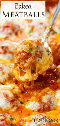 These Italian meatballs are smothered in marinara sauce, topped with Mozzarella cheese, and baked in the oven. Make them for spaghetti, subs, or serve as a delicious side dish for a potluck! #italianmeatballrecipes #italianrecipe #sidedish