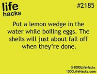 Lemon wedge in water while boiling eggs to allow for easier shell removal