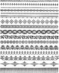 Add the perfect trim to your project with the Ornate Trims Cling Mounted Rubber Stamp Set designed by Tim Holtz for Stampers Anonymous. Included in the package are 16 stamps; each stamp measures 6" long. The stamps come on a 3-hole punched storage sheet and can be used with an acrylic block of your choice sold separately. Made in the USA.