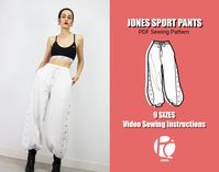 🔅 What is this PDF sewing pattern? Wide leg sports pants sewing pattern with snap buttons on the sides. Influence pants design pattern of basketball. It is a high-waisted pants with elastic and drawstring. It also has side pockets and elastic at the bottom of the legs. ❕ SKILL: 3/5 🔅 9 DIFFERENT SIZES | 36 - 38 - 40 - 42 - 44 - 46 - 48 - 50 - 52 ❕ Check the size chart measurements in the product images. ❕ If you have doubts between two sizes pick the bigger one and adjust the pattern where nee