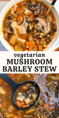 This cozy vegetarian mushroom barley soup is an easy and healthy vegetable-packed recipe. Perfect for cold winter nights!