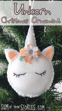 Make your own unicorn ornament | sumoftheirstories.com | #unicorndecorations #christmas