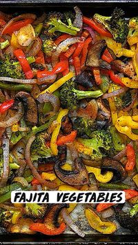 20min · 2 servings     INGREDIENTS  Seasoning  • ¼ cup olive oil  • 1 tsp. garlic powder  • 1 tsp. onion powder  • ½ tbsp. paprika  • ½ tsp. cumin powder  • ½ tsp. chili powder  • 1 tsp. salt  Vegetables  • 3 small bell peppers, cut into stripes any color  • 1 medium onion, cut into half slices  • 2 medium portabello mushrooms, cut into medium pieces  • 3 cups broccoli florets