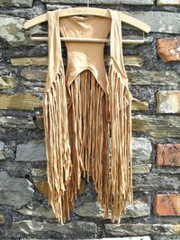 Vintage 70s style Crochet shreaded Fringed fringe vest Waistcoat Tassle Hippie hippy top Woodstock Festival Tan S 8 10