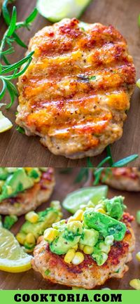 Very easy to make, yet so tender and tasty, these Chicken Burgers with Avocado Salsa are going to be loved by everyone! Make these chicken burgers for lunch or dinner. FOLLOW Cooktoria for more deliciousness! #chicken #burgers #avocado #dinner #lunch #keto #ketorecipe #ketodinner #lowcarb #cooktoria #recipeoftheday