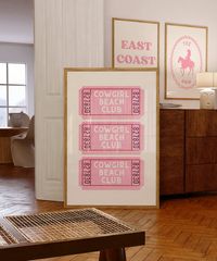 Coastal Cowgirl Wall Art, Western Dorm Room Decor, Coastal Wall Art, Beach house decor, Pink Bar Cart Print, Coastal Cowgirl Print by FreekStudios on Etsy