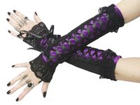 Gothic gloves are a stylish and edgy accessory that can add a touch of drama to any outfit. Typically made from materials like lace, or velvet, gothic gloves often feature intricate designs, such as studs, or intricate embroidery. Perfect for completing a gothic-inspired look or adding a touch of mystery to a more traditional outfit, gothic gloves are a versatile accessory that can elevate any ensemble. long fingerless gloves for womens, evening gloves in gothic, burlesque, vintage or bohemian s