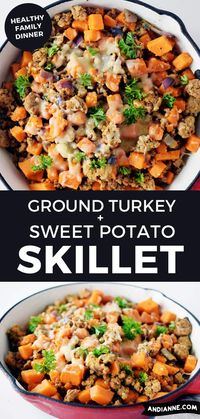 This ground turkey sweet potato skillet is a recipe that I guarantee you’ll have on repeat. Made with easy ingredients you can find at any grocery store including ground turkey, sweet potato, spices, onion, and mozzarella cheese. This recipe is quick and easy and the perfect healthy dinner in under 30 minutes #groundturkey #sweetpotatorecipe #groundturkeyrecipe