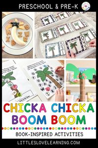 The most fun Chicka Chicka Boom Boom activities for preschool, pre-k & kindergarten. Perfect to pair with this classic children's book for back to school (first day of school) or spring time (plants and flowers theme). Includes a craft, snack, & printable activities to develop math & literacy skills. These hands-on & engaging activities give students a chance to work on the alphabet, letters & sounds, and the letters in their name. Great for at home or in the classroom. #preschool #kindergarten