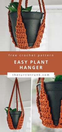 Crochet your own Plant Hanger with this free and easy crochet pattern! This Esy Plant Hanger crochet pattern uses t-shirt yarn to create a strong, durable, and beautiful plant hanger! Use indoors or outdoors and use for almost any sized plant pot! Find this free crochet pattern at theturtletrunk.com!