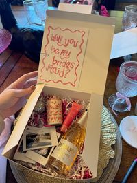 bridesmaid proposal box laneige pink aesthetic unique coquette bow trend etsy polaroid champagne