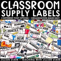 Classroom Supply Labels to label everything in your classroom for easy and functional organization! Make all of your classroom supplies accessible to your students with these bright, colorful, and clear bin labels.  It is a great way to support independence for all students, especially struggling readers and multi-lingual learners.  ***Don't Miss the BUNDLE which includes this resource and MATH MANIPULATIVE BIN LABELS***WHAT'S INCLUDED IN THESE CLASSROOM SUPPLY LABELS?  Script & Print Versio