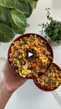 495K views · 4.6K reactions | Benihana fried rice✨

▪️4 Eggs▪️4 tsp Avocado Oil, divided▪️1 Chicken Breast (~7 oz.), cut in 1/2” pieces▪️4 Tbsp Soy Sauce, divided▪️1 Carrot, diced small▪️1/2 Yellow Onion, diced small▪️2 Cloves Garlic, finely chopped▪️4 Tbsp Butter, divided▪️4 Cups Cooked Jasmine Rice (day old rice is best but fresh works too)▪️1 tsp Freshly Ground Black Pepper▪️1/2 tsp Kosher Salt▪️2 Tbsp Sesame Seeds▪️4 Scallions, sliced▪️

🌱Vegan Modification: Sub in mushrooms for chicken and sesame oil for butter

1️⃣ In a small bowl, whisk together the eggs with a sprinkle of salt and pepper.
2️⃣ In a wok or large nonstick skillet, heat 2 tsp of the avocado oil over medium heat. Add the eggs and cook, stirring, until scrambled (1-2 min). Remove from the wok and set aside. 
3️⃣ Add the