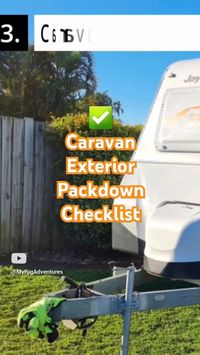 Here are all of the things to remember before hitting the road when packing down the outside of your caravan. For the full video, head to @myrigadventures on YouTube. ⛺️ - PIN IT For Later -