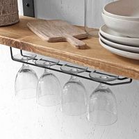 Add one of our metal wine glass holders to your kitchen decor. These offer a useful storage solution to any open shelving. They are quick & easy to install. PRODUCT SPECS Small: 27 cm | 3 Glass Medium: 42 cm | 4 Glass Large: 62 cm | 6 Glass Material: Black Powdercoated Fixings Included