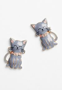 Gray Cat Drop Earrings | maurices