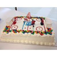 Noah's Hockey Cake. Costco base I decorated thanks to another pin.