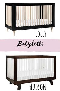 Babyletto Lolly 3in1 convertible crib vs. Babyletto Hudson 3in1 convertible crib There is not a big difference between Lolly and Hudson crib by Babyletto, as they are both 3-in-1 convertible, stationary cribs. Hudson was just so popular that Babyletto made a younger model in a shape of a Lolly crib. The biggest difference is in the shape of their legs and in the color choice, but the specifications are pretty much the same. #cribreview  #nursery  #convertiblecrib  #babycrib  #Babyletto