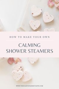 Blogger Stephanie Ziajka shows how to make your own calming DIY shower steamers with citric acid and essential oils (rose absolute essential oil, vetiver essential oil, and jasmine essential oil specifically) in today's post on Diary of a Debutante. Click through for the step-by-step rose shower steamers recipe! #diybeauty #showersteamers #aromatherapy #diygifts