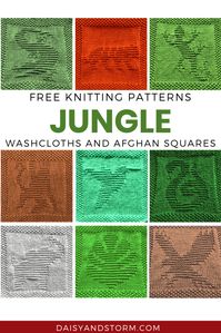 Free Jungle Themed Dishcloth and Afghan Squares Knitting Patterns