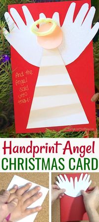 This handprint angel makes an adorable keepsake Christmas card that kids can make themselves! Click for video tutorial!