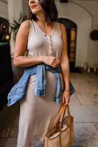 Tank Midi dress with denim jacket