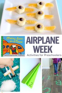 A week of planned activities for preschoolers on the theme of Airplanes featuring the book Maisy Goes on a Plane by Lucy Cousins.