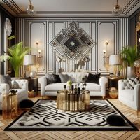 Black and white + Glitz and glamour + tropical touches + mirrored mayhem + art deco details