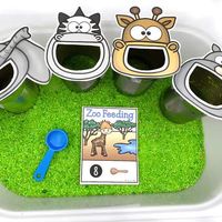 Zoo Feeding Counting Sensory Bin by Turner Tots | TPT