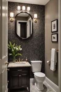 Small powder bathroom ideas to inspire your next renovation! Discover 25 stylish and functional designs to maximize space, from pedestal sinks to wallpaper accent walls. Get ready to fall in love with your tiny bathroom! Click to see them all!