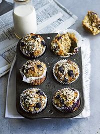 Apricot, blueberry and almond breakfast muffins