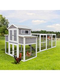 Ucloveria 150" Large Chicken Coop For 6-10 Chickens, Outdoor Chicken House With 2 Nesting Boxes & 5 Perches, Wooden Hen House Poultry Cage Rabbit Cat House With Sliding Tray For BackyardI discovered amazing products on SHEIN.com, come check them out!