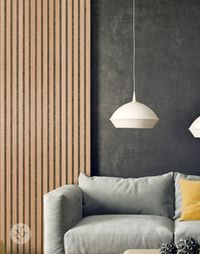 Natural Oak & Grey Felt Slat Wood Wall Panel | Luxury Panels