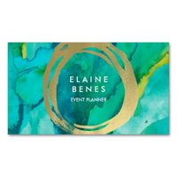 Modern Art Turquoise Gold Business card