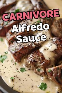 Enjoy a rich Alfredo sauce designed for the carnivore diet. Made with simple, high-quality ingredients. Follow me for more! #Carnivore #Keto #CarnivoreDiet #CarnivoreRecipes