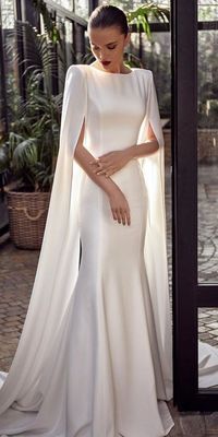 27 Awesome Simple Wedding Dresses For Cute Brides�simple wedding dresses trumpet simple with cape julievinobridal�#weddingdresses