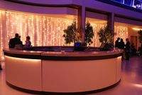 Hurlingham Club London - Ivory drape with pealights to hide partition wall by www.stressfreehire.com #venuetransformers