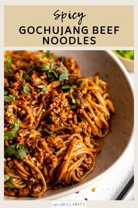 Crafted with fiery Korean Gochujang sauce, these delectable noodles offer a tantalizing blend of sweetness and spice. Quick to prepare, they make for a perfect 30-minute dinner option that's both saucy and satisfying. Pair them with your choice of ground meat—beef, turkey, or chicken—for a protein-packed meal that's as simple as it is delicious!