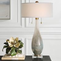 Uttermost Cardoni 32 1/4" White and Smoked Bronze Glass Table Lamp - #620P8 | Lamps Plus