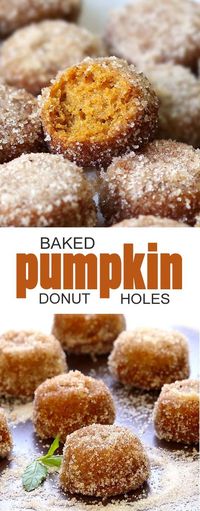 Fall breakfast doesn’t get much better than these Baked Pumpkin Donut Holes!