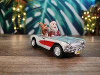 Santa's 57 Corvette Ornament, Maisto Santa and Reindeer HOT 57 Corvette, GM Avon Collection Diecast Ornament, Silver 57 Corvette 1/39 Scale by PennyLaneTreasures on Etsy