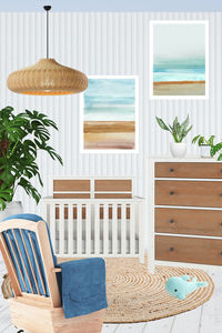 The Ocean Grove Collection brings a coastal vibe to any nursery with its refreshing combination of naturally worn finishes and crisp white trim. The 4-in-1 Crib features unique details like tapered legs and shaped side rails, and coordinates with other standout pieces including a double dresser, chest, and nightstand.