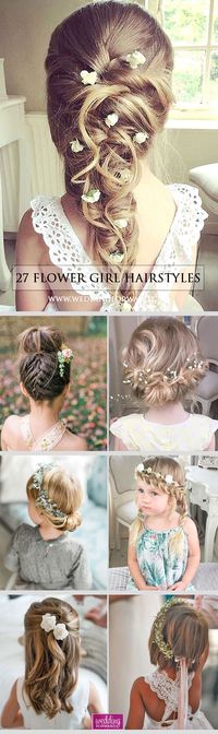 27 Cute Flower Girl Hairstyles ❤ Here you find some simple flower girl hairstyles and more complex which was made by a professionals. See more: http://www.weddingforward.com/flower-girl-hairstyles/ #wedding #flowergirlhairstyles