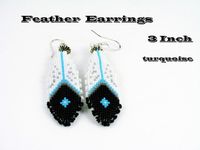 Feather Earrings, Beadwork Feather, Native Earrings, Native Feather, Long Feather Earring, 3 Inch, Native American, Native Beadwork Handmade - Etsy