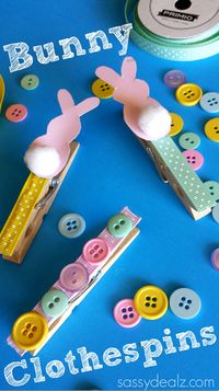 Bunny Clothespin Easter Craft Using Paint Samples #DIY #Cheap Easter craft for kids to make! | CraftyMorning.com